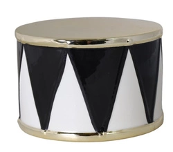 Bębenek ceramiczny biało-czarno-złoty 10,5cm