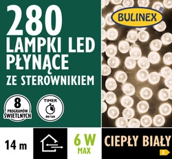Lampki zew/wew 280 LED 14m płynące 8programów biały ciepły 