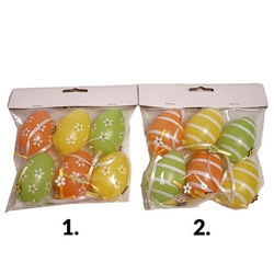 Zawieszki jajka 6 sztuk / 6 cm Zielono-żółto-pomarańczowe