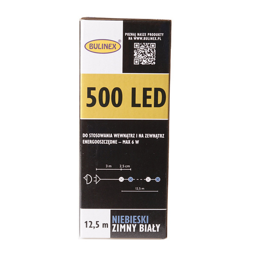 Lampki zew/wew 500 Led 12,5m biały zimny i niebieski