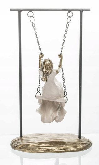 Figurka Kobieta w białej sukience na huśtawce 25,5x15cm