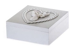 Szkatułka kwadratowa srebrna jeleń 15x6cm