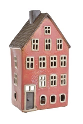 Domek Holenderski T-light różowy, brązowy dach 4piętra