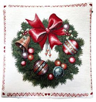 BN Poszewka 40x40cm Chenille Wieniec, bombki, czerwona kokarda
