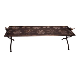 Taca metal złota, śnieżyki na nóżkach z ptaszkami 66x20cm