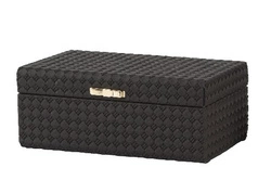 Szkatułka/Kuferek rattan czarny złota kokarda 25x15x10cm