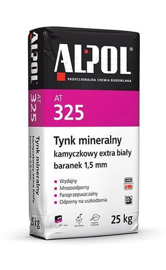 Tynk mineralny kamyczkowy biały 1,5mm 25kg AT325