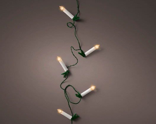 Lampki zew/wew świeczki 30 Led 7,25m zielony/ ciepły biały 8funkcji