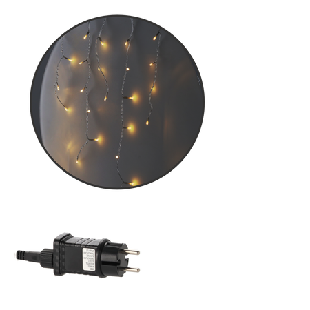 Kurtyna zewnętrzna/wewnętrzna 300 LED sople ciepły biały flash 12 m+ 3m