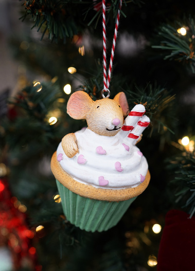 Zawieszka Myszka w babeczce zielona/fioletowa/biała 9,5cm