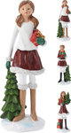 Dziewczynka ceramiczna czerwono-biała z choinką 18 cm