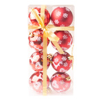 Bombki czerwone brokatowe renifer/serce/śnieżynka 6 cm 8 sztuk