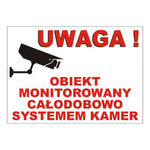 Tablica informacyjna z PCV Uwaga Obiekt monitorowany