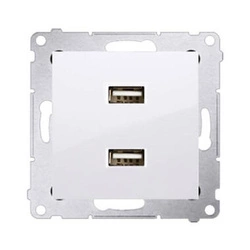 Gniazdo ładowania USB podwójne białe Simon54