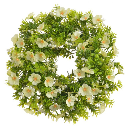 Wianek drobne kwiatki kremowe 35 cm