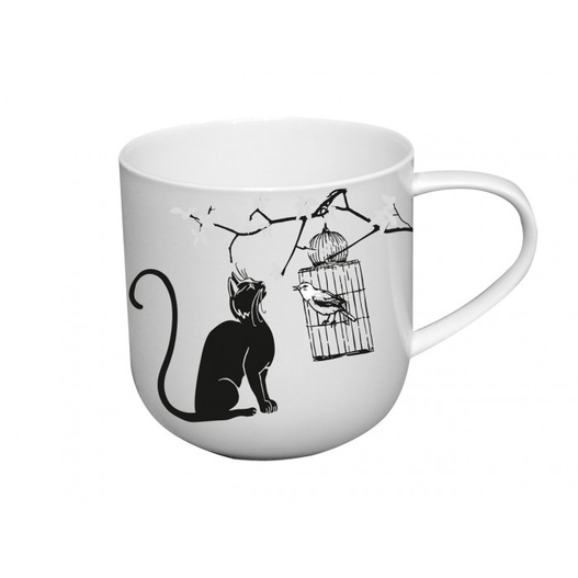 Kubek Crazy Cats klatka w pudełku Carmani biało-czarny