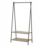 Wieszak garderobiany metalowy czarny z dwiema półkami 80×40×160 cm