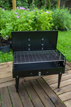 Grill piknikowy walizka z widełkami i łopatką czarny 44x23x48 cm