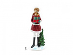 Dziewczynka ceramiczna czerwono-biała z choinką 18 cm