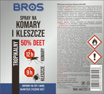 Spray na komary i kleszcze 50% DEET 180ml BROS