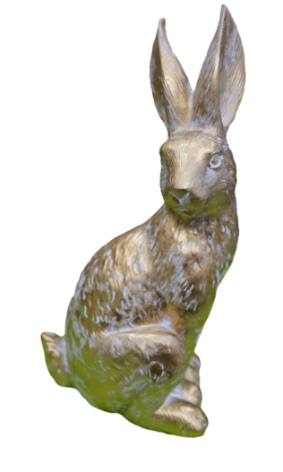Figurka Zając złoty szczotkowany siedzący 29,5 cm