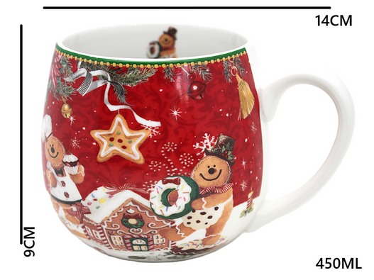 Kubek Ciastek przy domku z piernika czerwony beczułka w pudełku 450ml