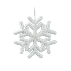 Zawieszka śnieżynka brokat biała 20cm