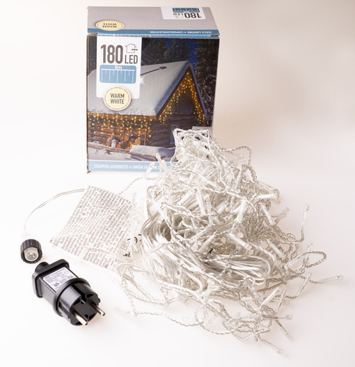 Kurtyna zewnętrzna 180 Led 6m 52h transparentny/ biały ciepły