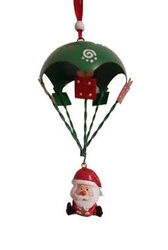 Zawieszka Mikołaj z zielonym spadochronem metalowa