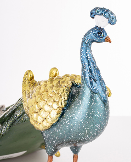 Paw zielone złote skrzydła brokat 19,5x31x14,5cm