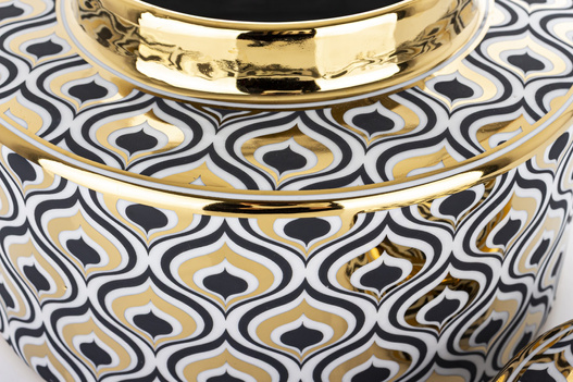 Pojemnik ceramiczny + pokrywka złoty wzór maroko 23x16cm