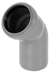 Kolano kanalizacyjne 50mm<45 szare Tycner