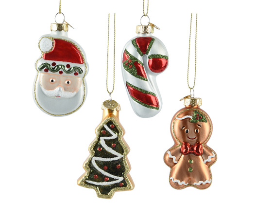 Bombka szklana 1szt Mikołaj/laska/choinka/Ciastek 8cm