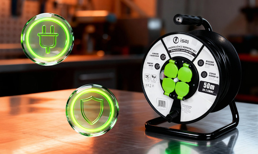 Przedłużacz bębnowy ISAJ BS1 50m 3x2,5mm2 IP44 z klapkami