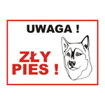 Tablica informacyjna z PCV Uwaga zły pies