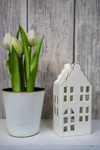 Domek T-light ceramiczny biały lampion świecznik 16,5cm