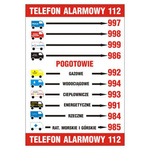 Tablica informacyjna z PCV Telefony alarmowe
