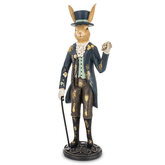 Figurka Królik ON w granatowym fraku z laską 26cm