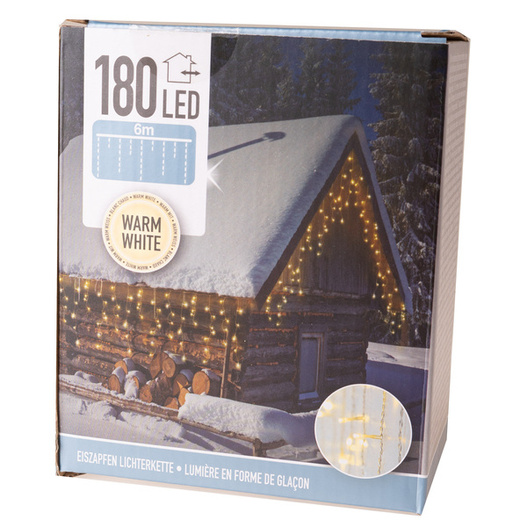 Kurtyna zewnętrzna 180 Led 6m 52h transparentny/ biały ciepły