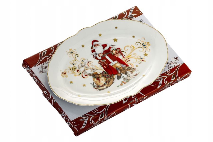 Półmisek ceramiczny Mikołaj/renifer 36x24cm – widok z góry