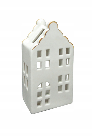 Domek T-light ceramiczny biały lampion świecznik 13,8cm