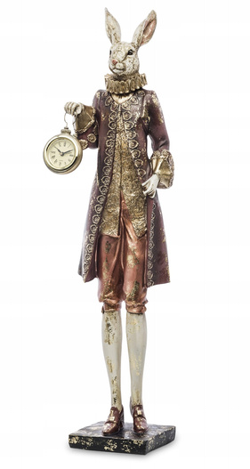 Figurka Antyk KRÓLIK z zegarem złotym, szczupły 57cm