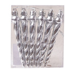 Bombki sople srebrne połysk/brokat 6sztuk 10cm