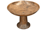 Patera metalowa miedziana, ryflowana noga 31cm