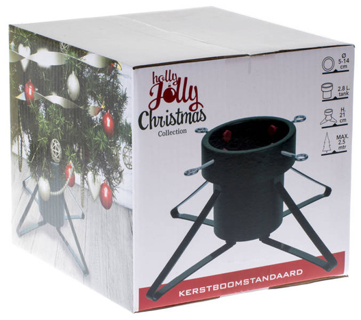 Stojak do choinki metal 4 ramienny max 2,8m zielony z pojemnikiem na wodę