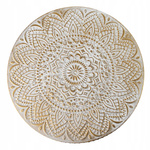 Patera okrągła na nóżkach kremowa, wzór mandala 30cm