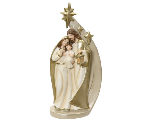 Szopka Święta Rodzina beżowa, złota gwiazda 26 cm