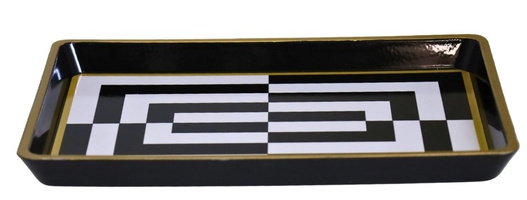 Taca prostokąt biało-czarne pasy 19x13cm