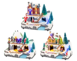 Scenka Led domek na wzgórzu, pociąg 14x20,8x16,5 3wzory do wyboru