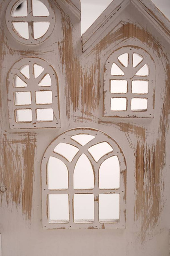 Skrzynka drewniana domki, bielona 30x16x54cm